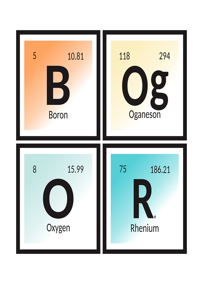 Periodic Table Elements - B O G O R