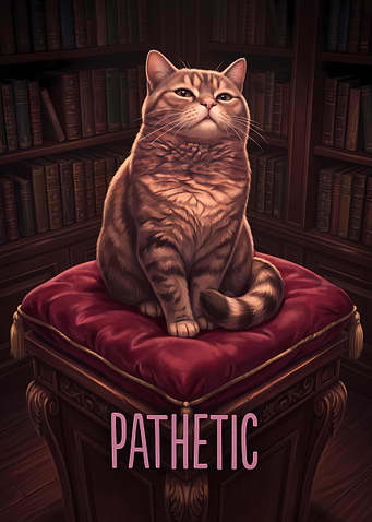 Pathetic Cat in Library
