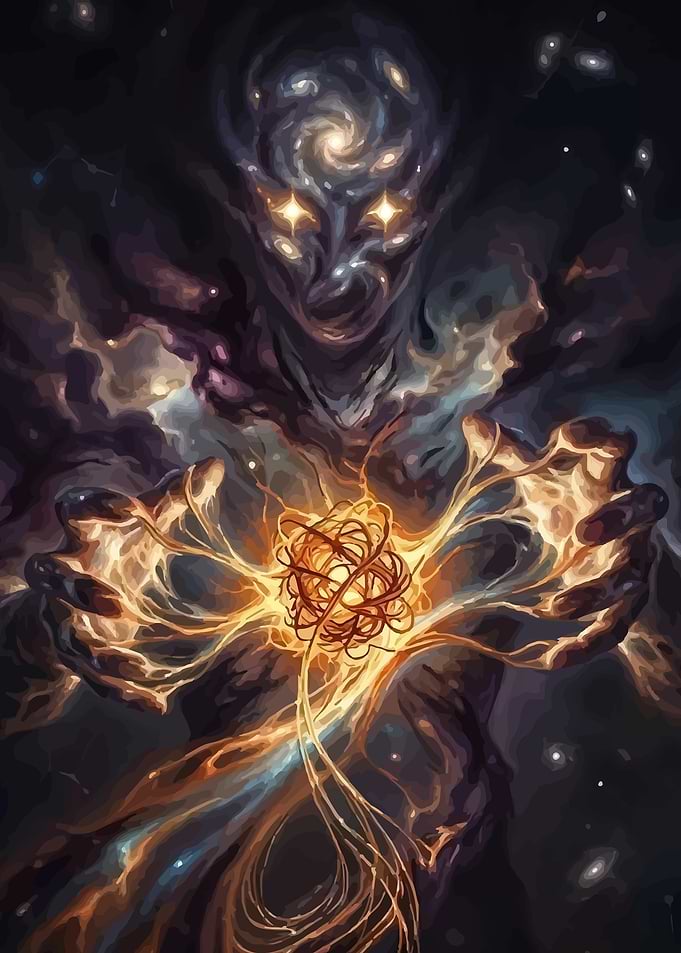 Cosmic Being Holding a Nebula