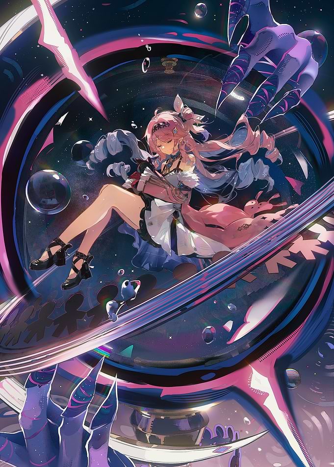 Girl in Cosmic Setting