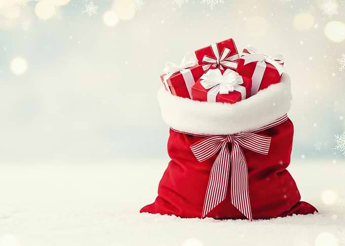 Santa's red sack full of gifts