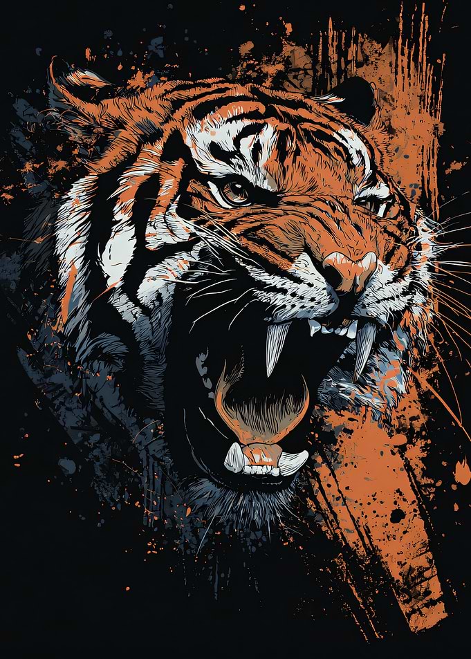 Aggressive Tiger Roaring