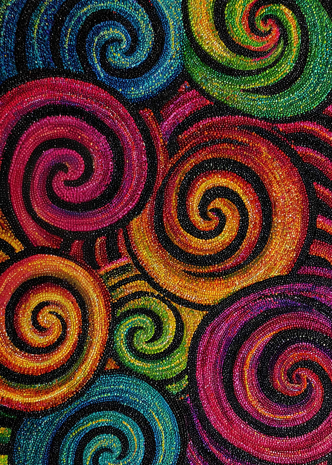 Aboriginal Dot Vibrant Spirals Art