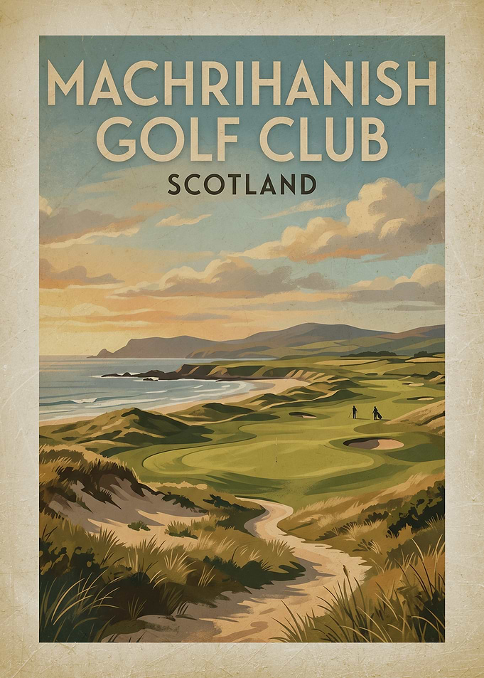 Machrihanish Golf Club Scotland Vintage Poster