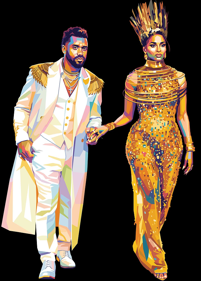 Russell Wilson and Ciara in Pop Art Style
