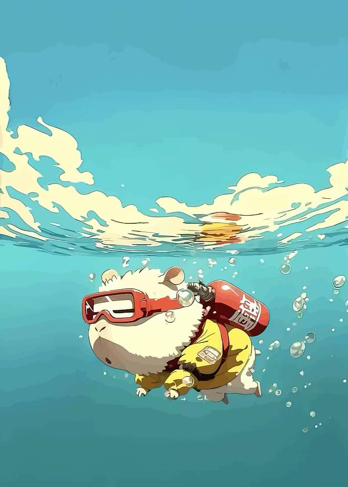 Cute Hamster Diver with Scuba Gear