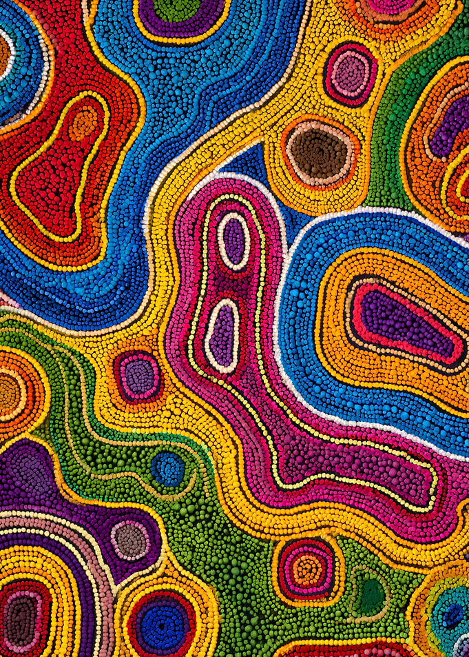 Vibrant Aboriginal Dot Painting Abstract Art