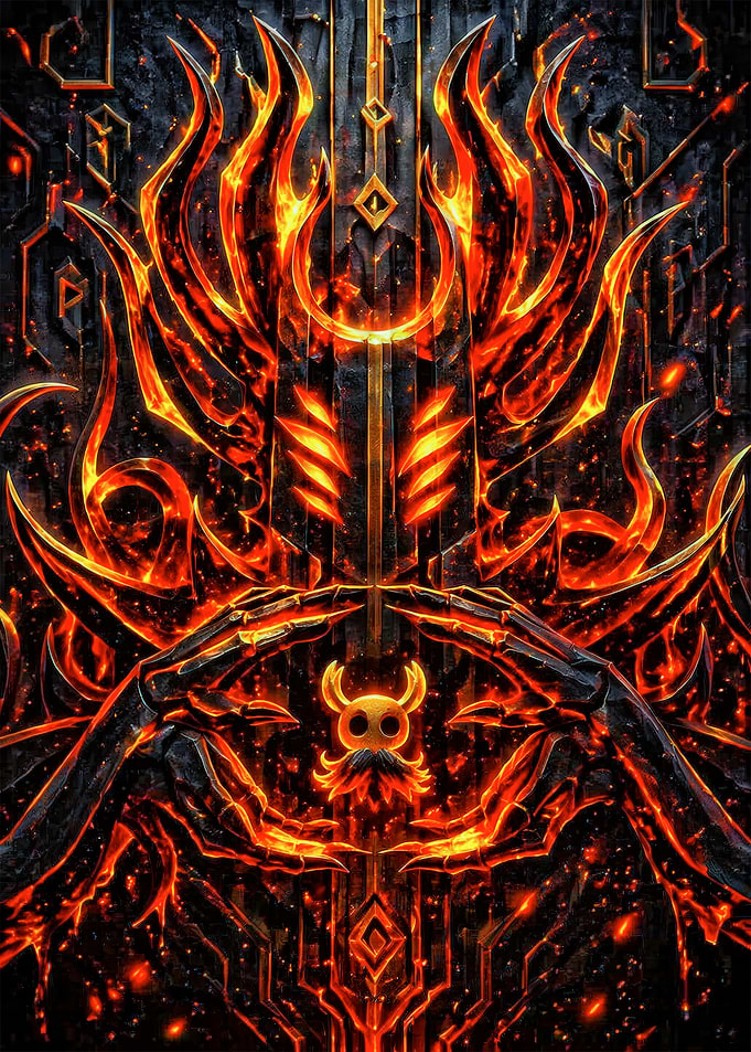 Fiery Knight with Hollow Knight Symbol