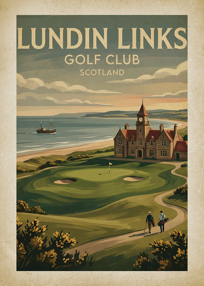 Lundin Links Golf Club Vintage Poster