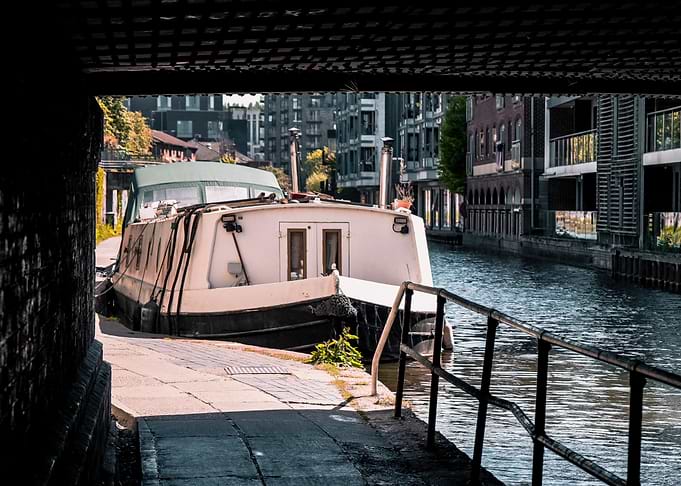 Canal boat moored on Regents Canal