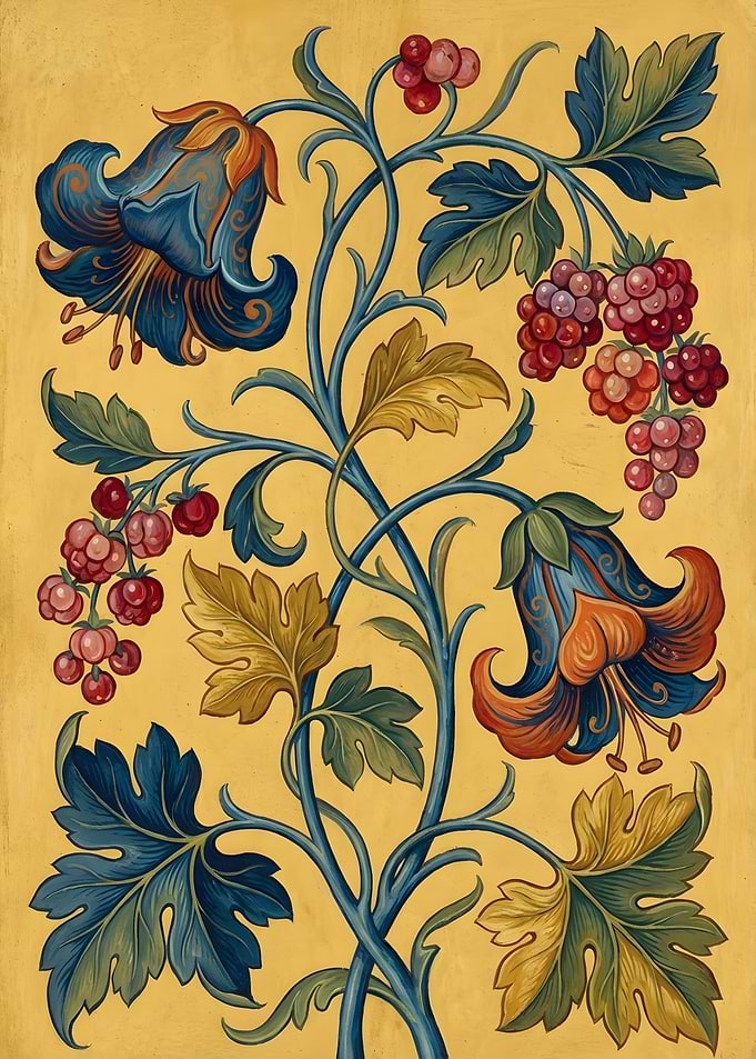 Blue Bell Flowers and Berries