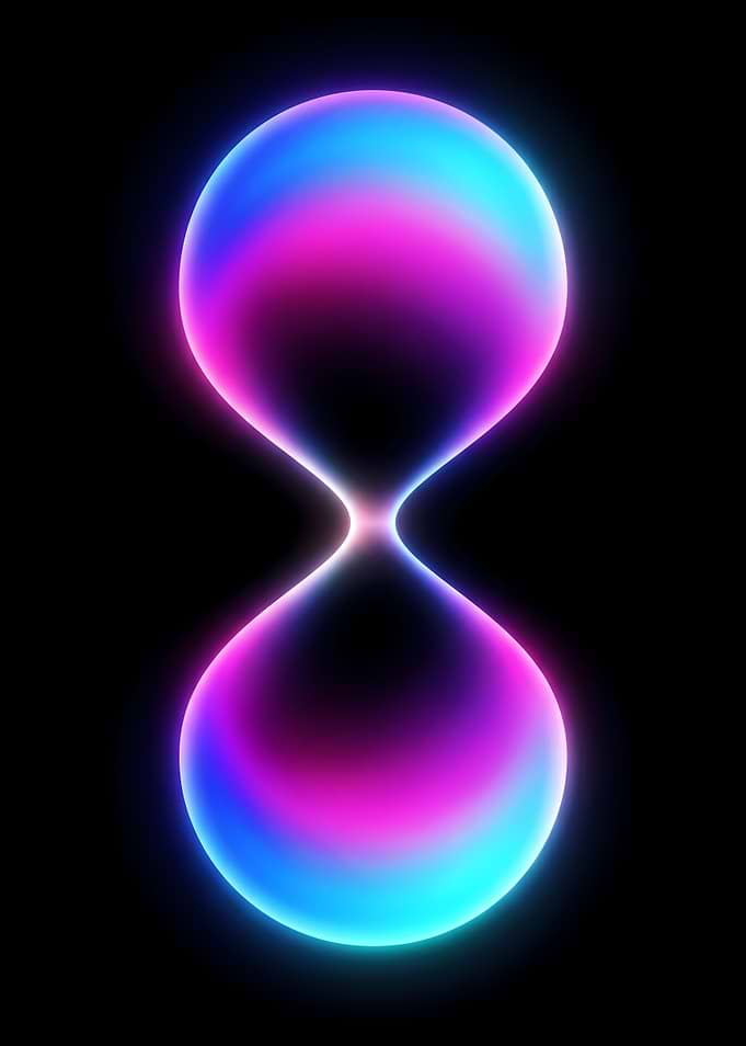 Neon Hourglass Abstract Glowing Futuristic Digital Shape ,sandglass