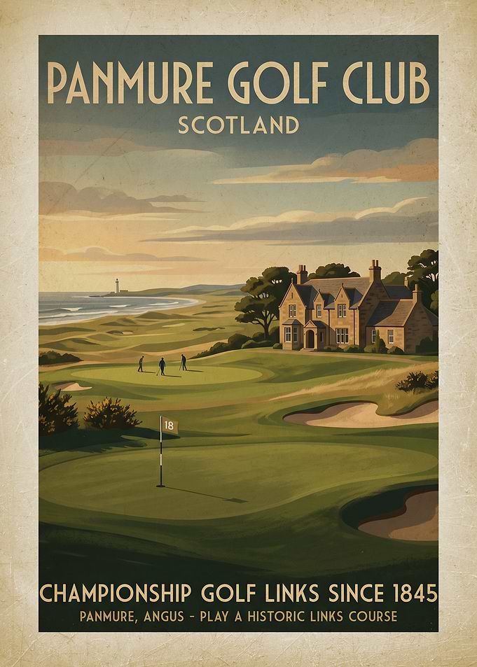 Panmure Golf Club Vintage Poster