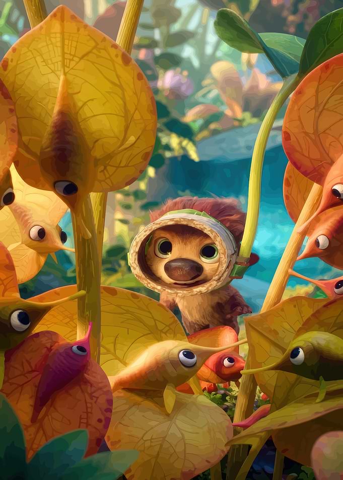 Cute Sloth Character in a Forest