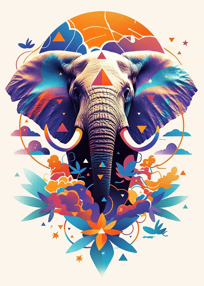 Psychedelic Elephant Art