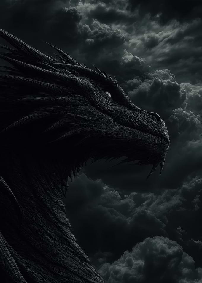 Dark Dragon in Stormy Skies