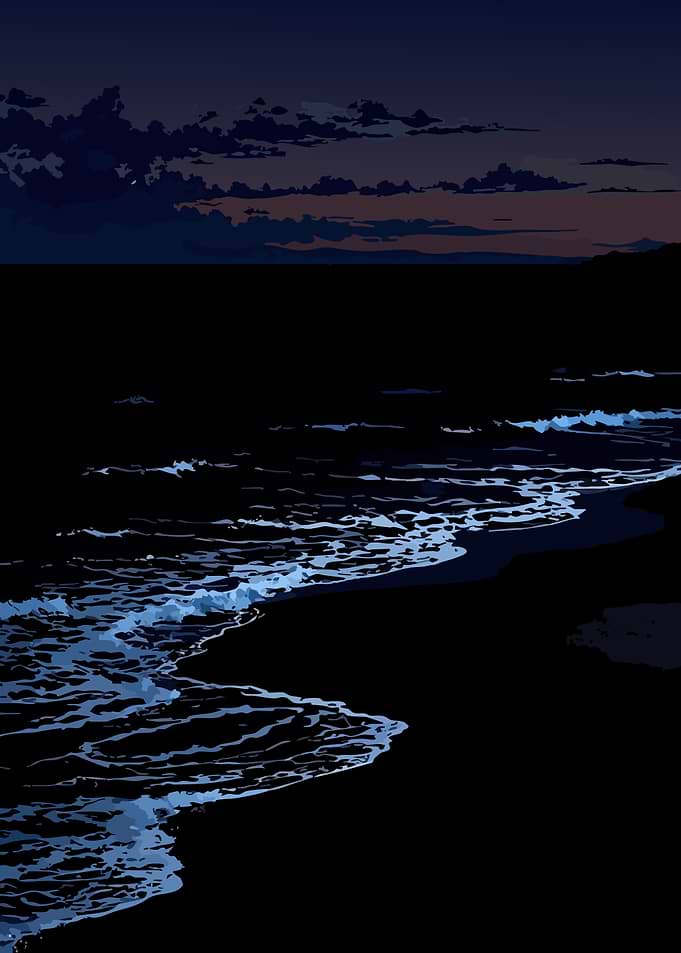 Dark Beach at Dusk