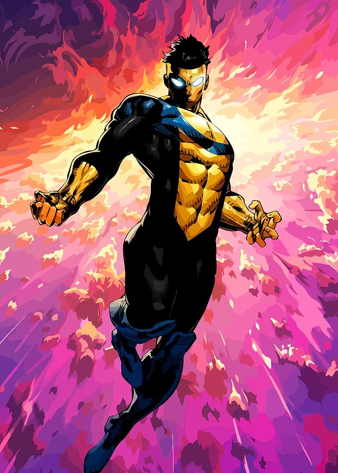 Invincible Flying in Fiery Sky