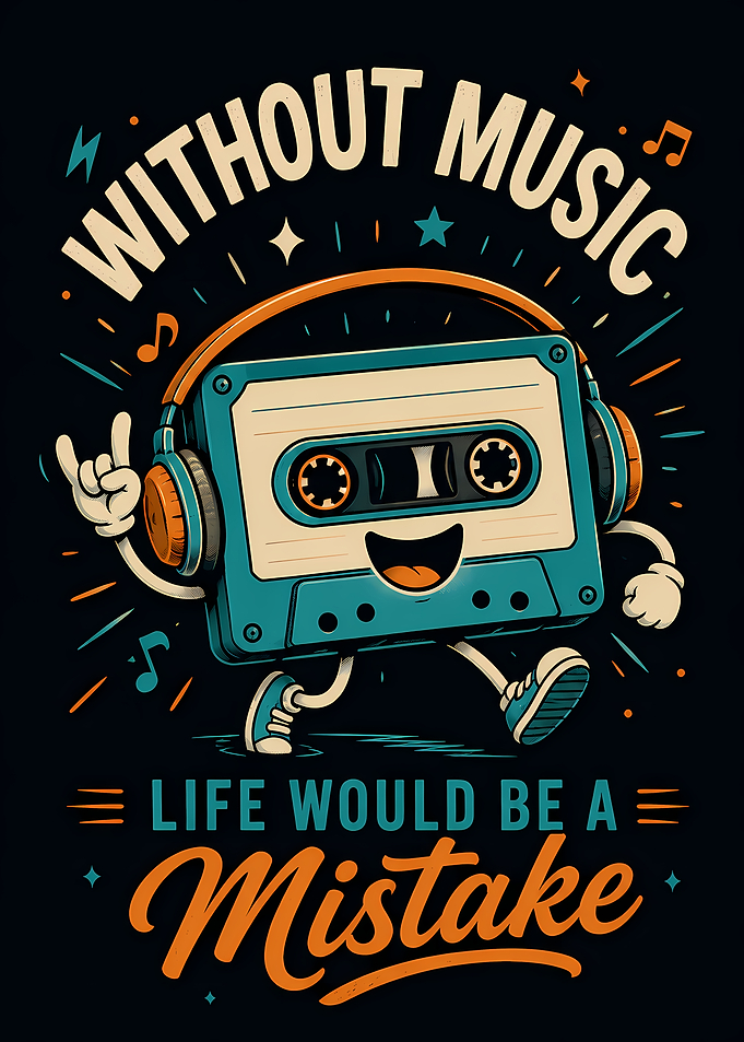 Retro Cassette Tape with Headphones