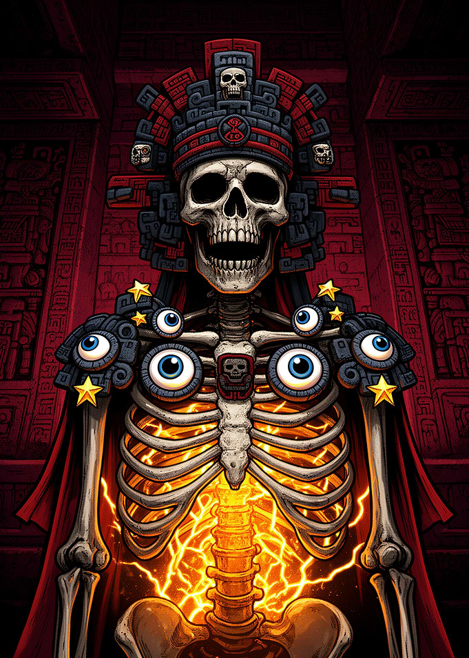 Skeleton King with Eyes and Lightning
