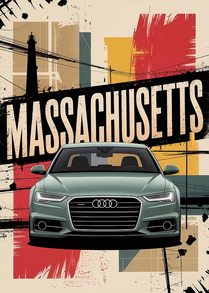 Massachusetts text and Audi car