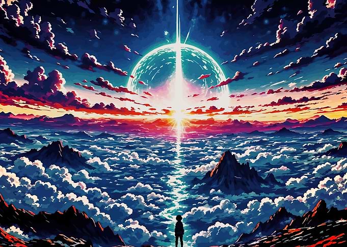 Epic Sci-Fi Landscape with Celestial Event