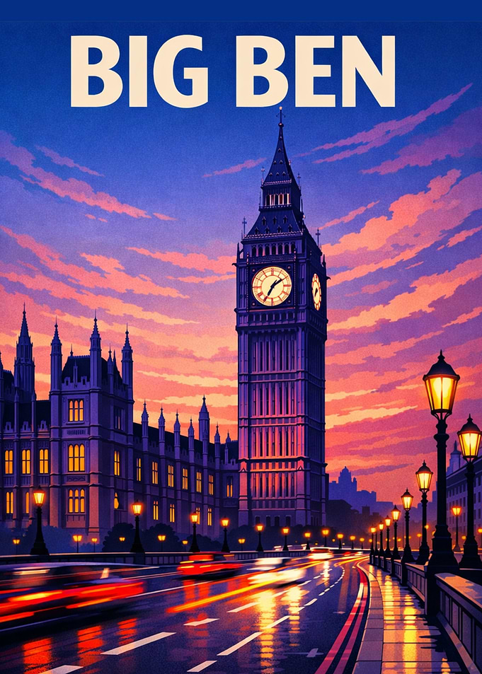 Vintage Big Ben United Kingdom Landscape Travel