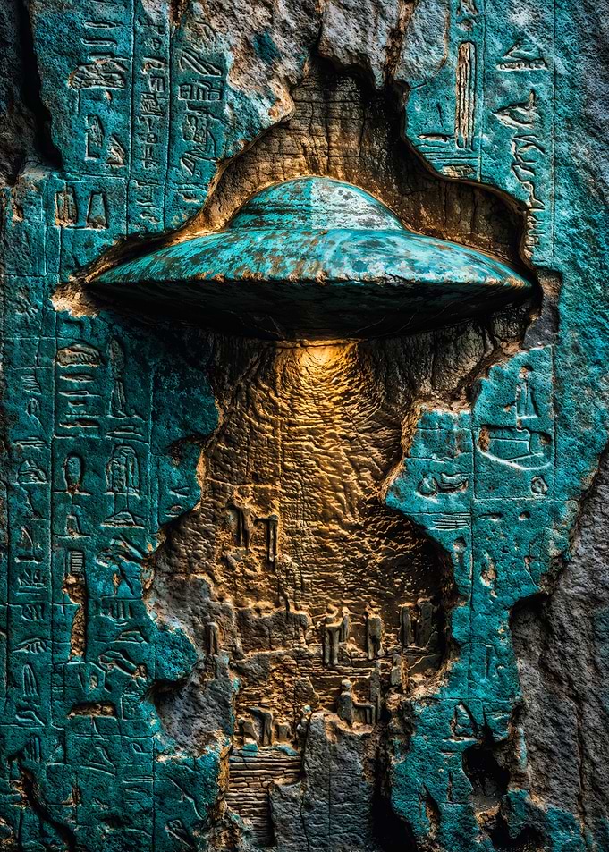 Ancient Egyptian UFO Hieroglyph Art