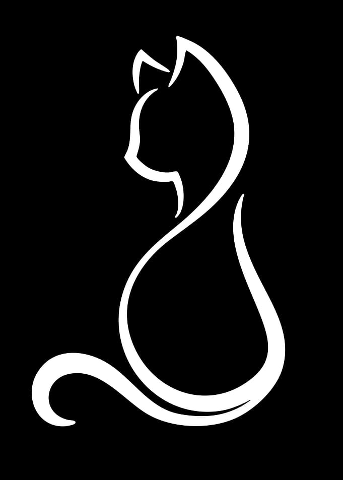 Minimalist White Cat Silhouette