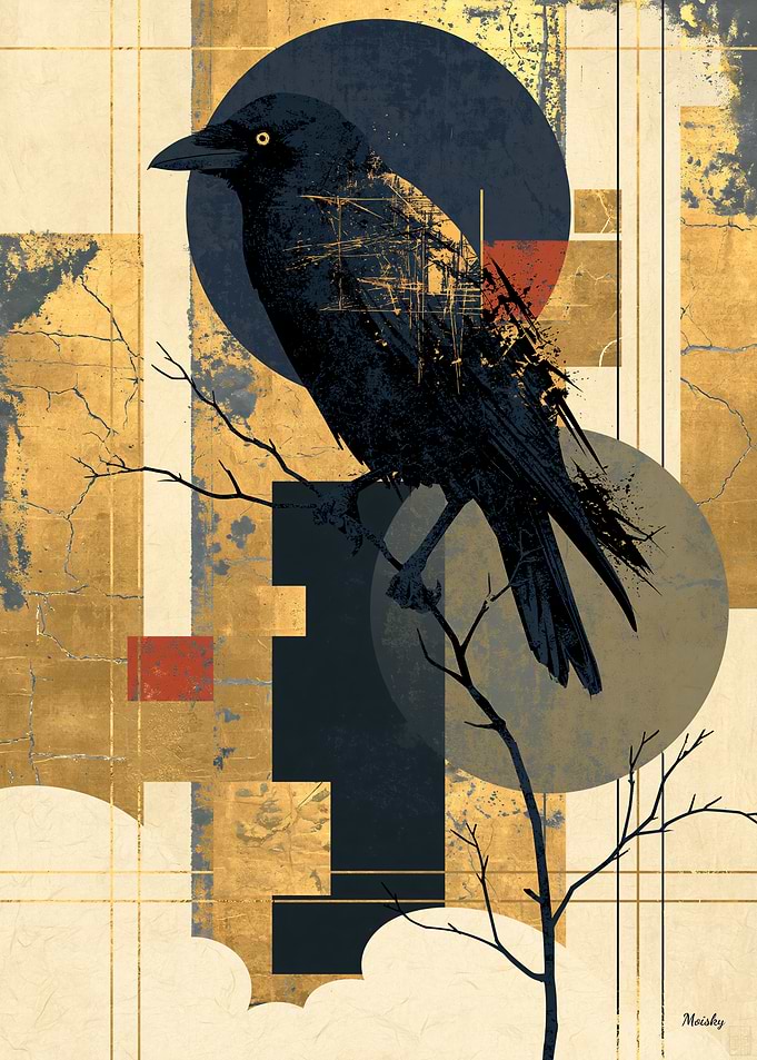 Neo-Rinpa Crow No. 03 – Japanese Decorative Wall Art