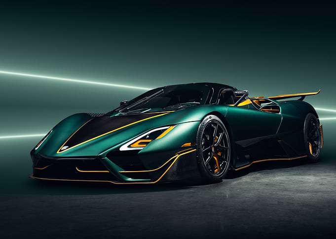 Green and yellow supercar
