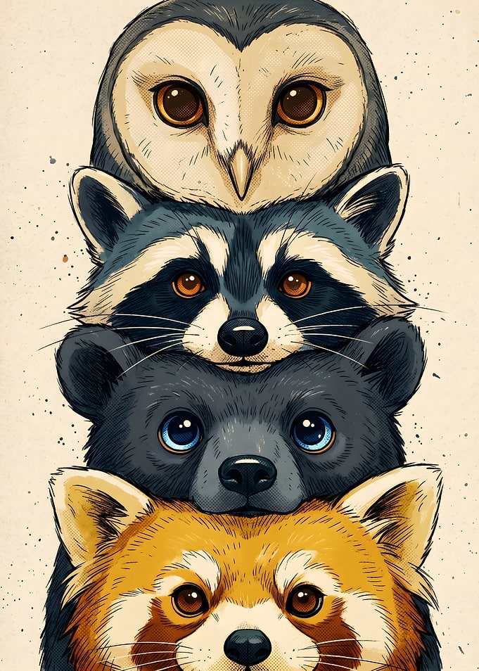 Stack of Cute Forest Animals