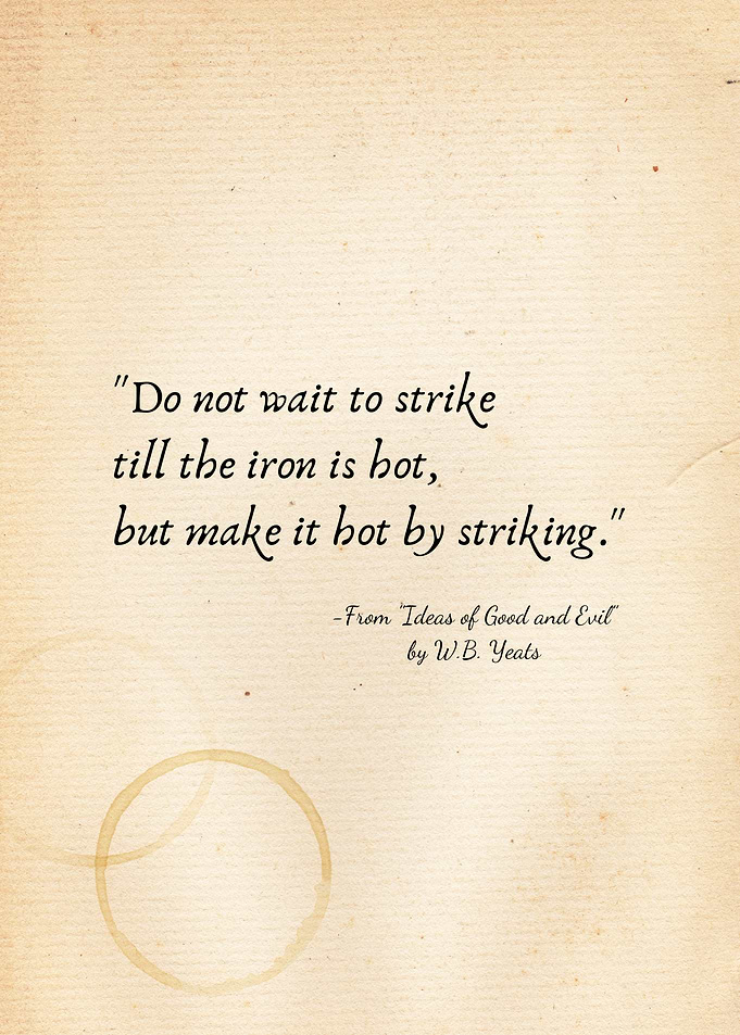 W.B. Yeats quote on vintage paper
