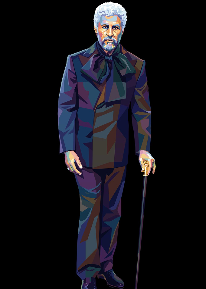 Bad Bunny in Suit with Cane