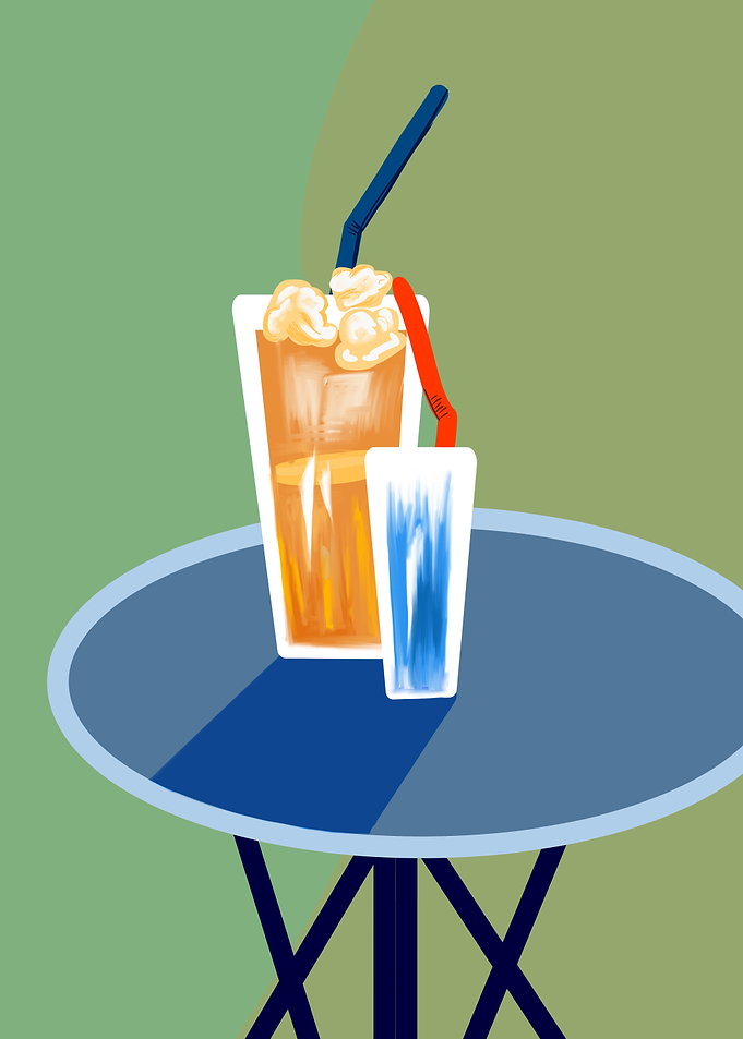 Two drinks on a table