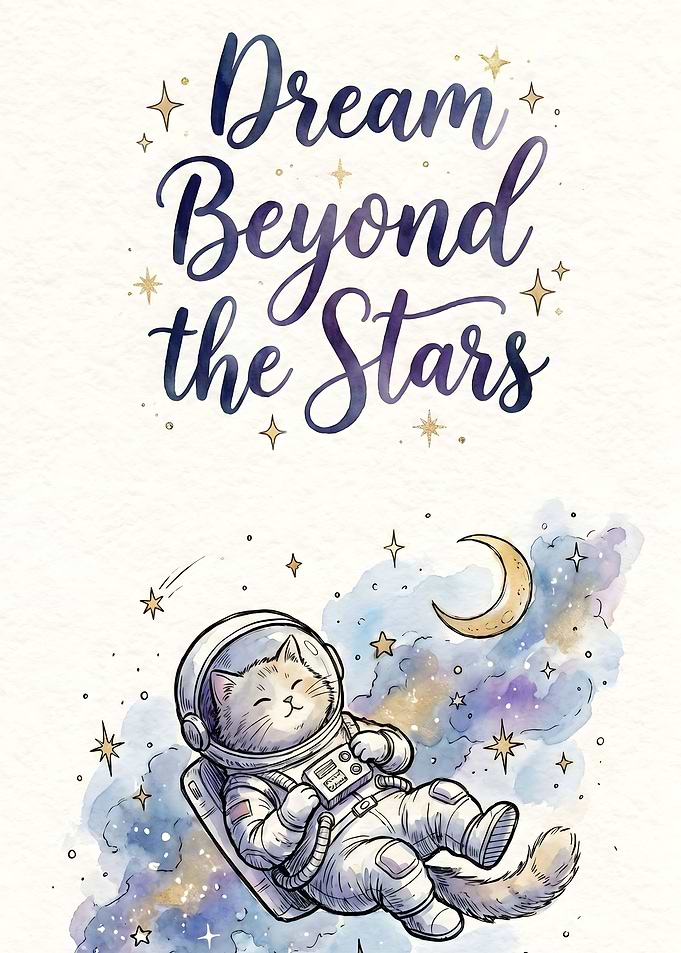Astronaut Cat Dreaming Beyond the Stars