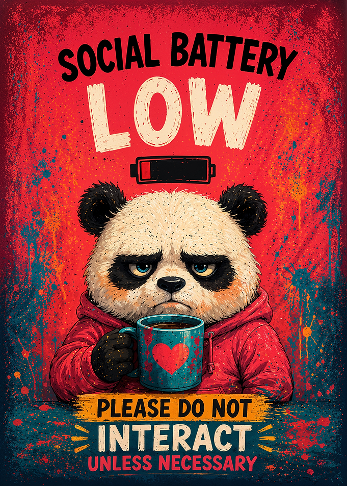 Social Battery Low – Introvert Panda Mood