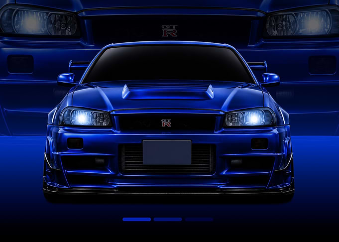 Blue Nissan GT-R R34