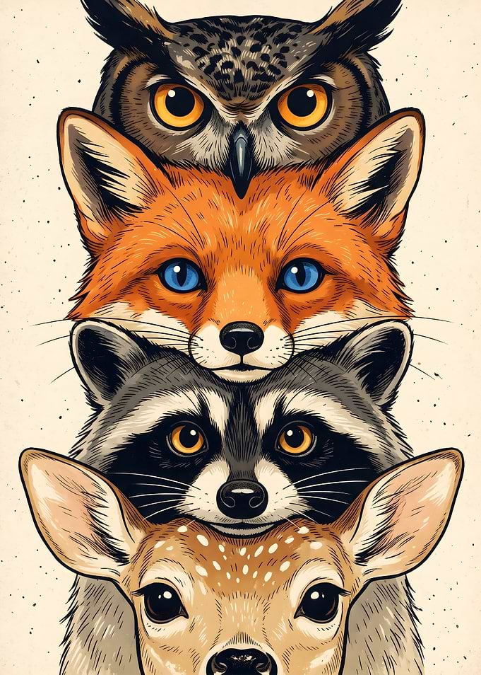Stack of Woodland Animals