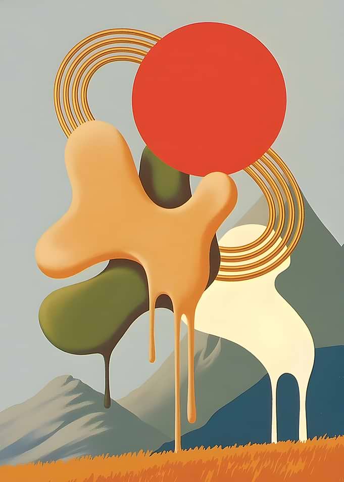 Surreal Landscape with Abstract Forms