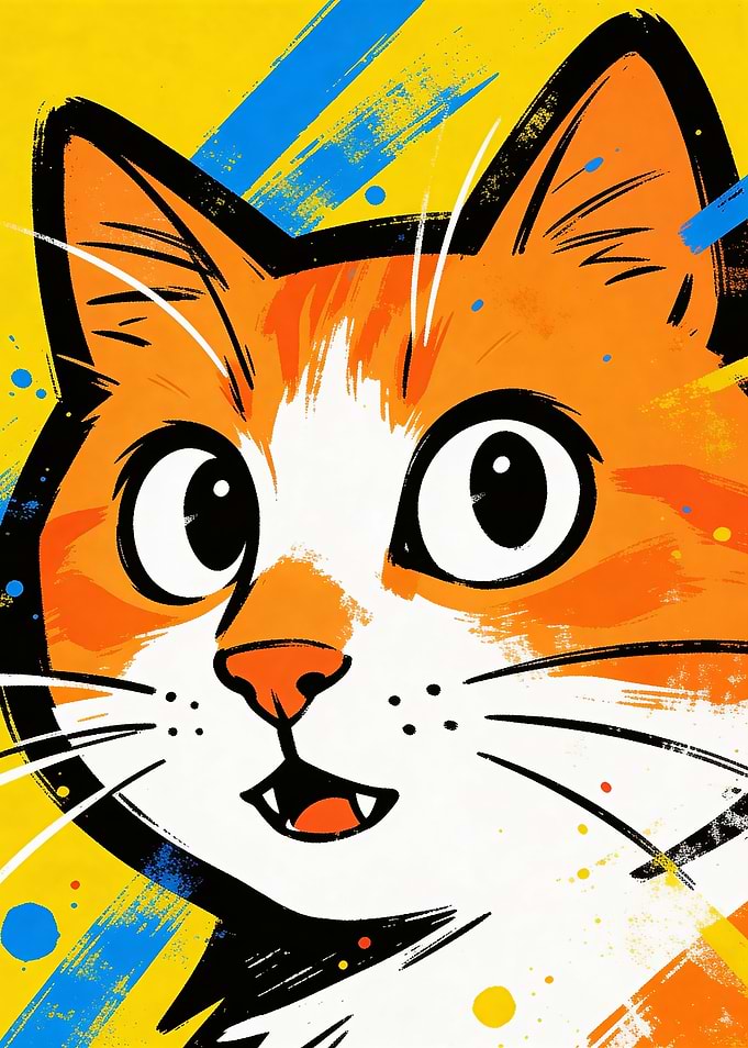 Pop Art Orange Cat Face