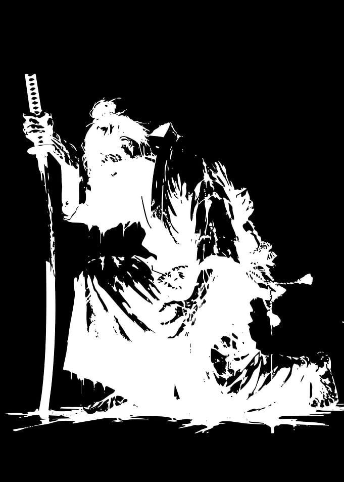 Samurai Kneeling with Sword