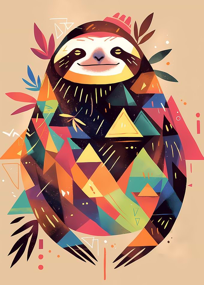 Geometric Sloth Illustration