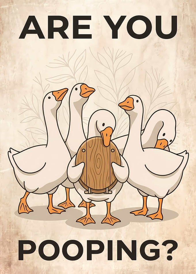 Funny Geese Pooping Poster
