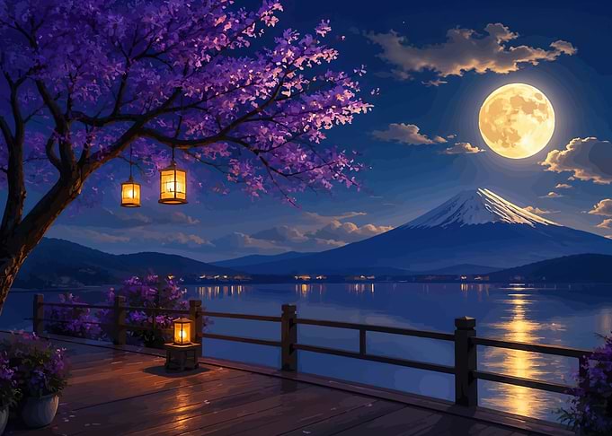 Serene Japanese Night Landscape