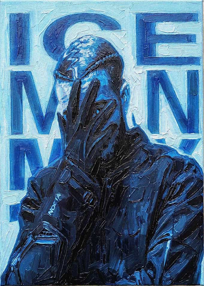 Portrait of a man with 'ICEMAN' text