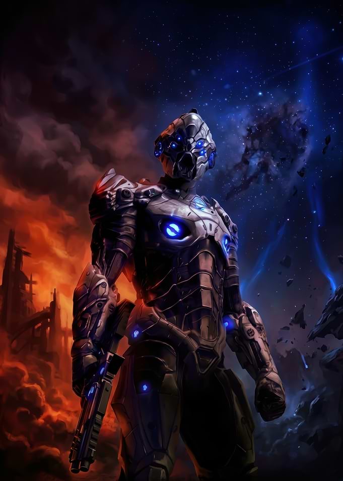 Sci-fi Warrior in Space