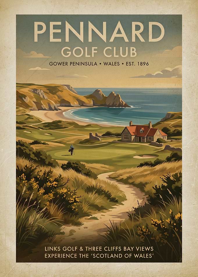 Pennard Golf Club Vintage Poster