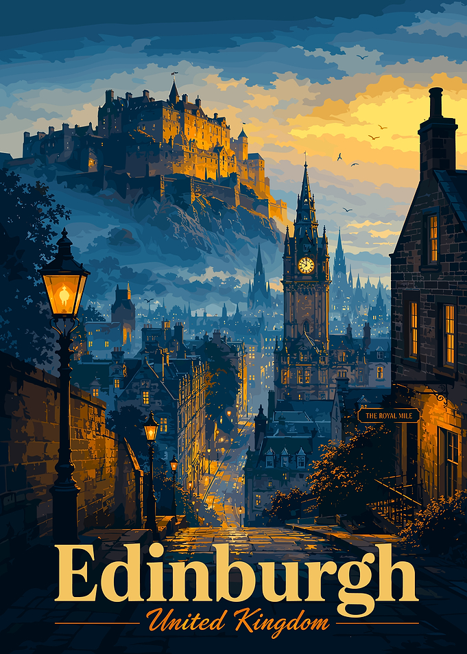Edinburgh Castle and Royal Mile at Dusk