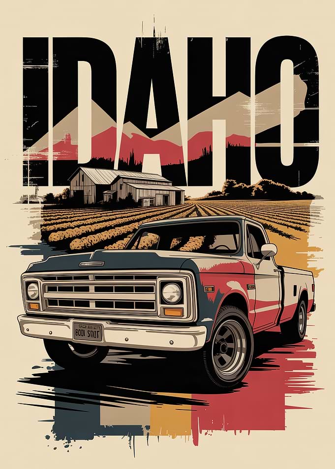 Idaho Retro Truck Landscape